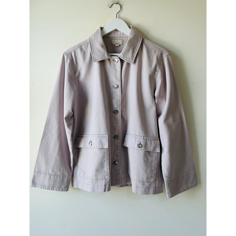 Loft Women’s Cotton Utility/Chore Button Down Jacket Light Lavender Size S NWT